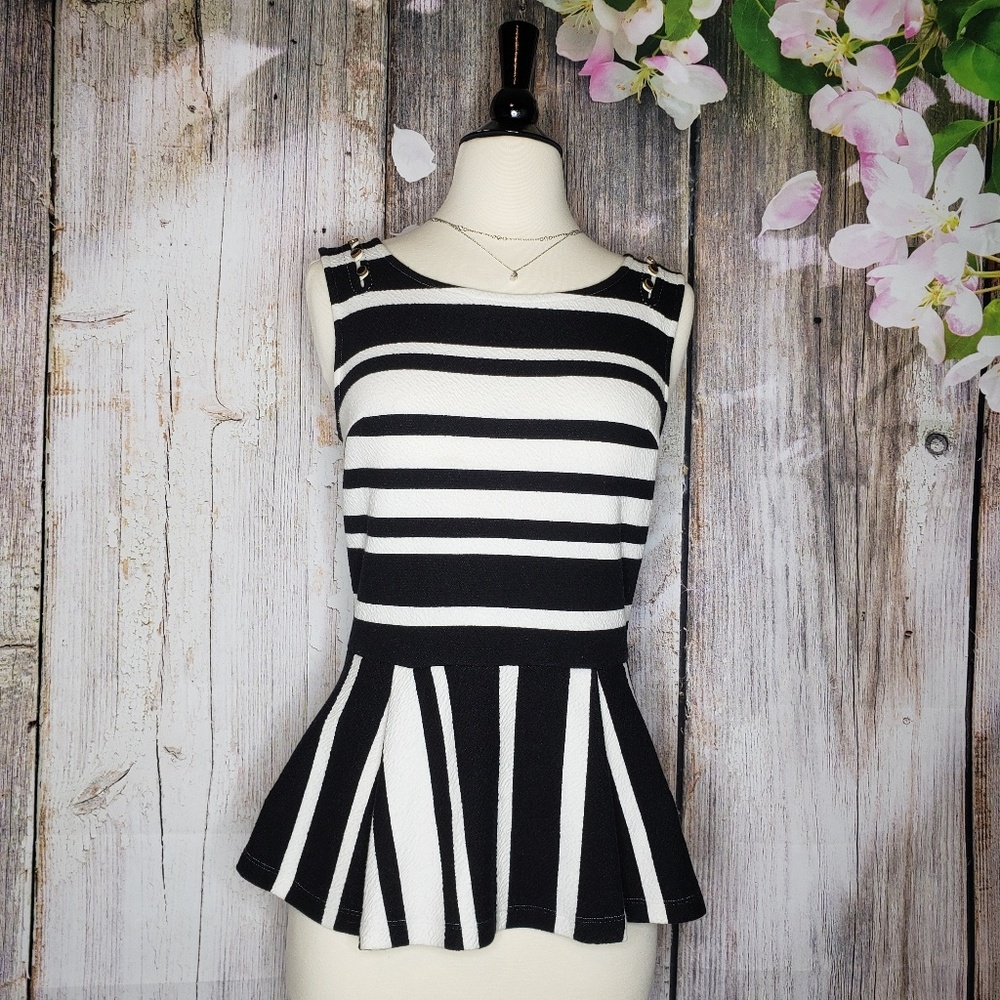 Anthropologie Postmark Antonia Striped Peplum Top